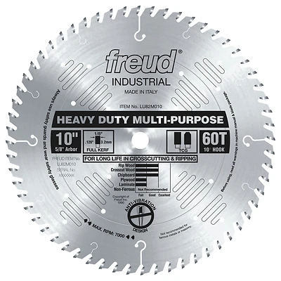 10 In. Dia. X 5/8 In. Lu82 Carbide Tip Circular Saw Blade 60 Teeth 1 Pk