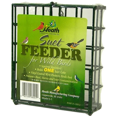 Heath S-1-8 Single Suet Bird Feeder, Metal, Vinyl-Coated