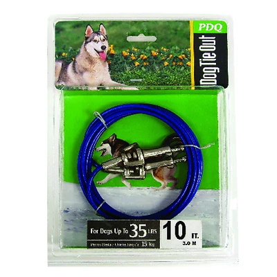 Boss Pet PDQ Q231000099 Vinyl Coated Cable Dog Tie-Out, 15 Ft, Medium Dogs
