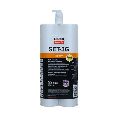 SET-3G High-Strength Epoxy Tie Adhesive w/ Nozzle and Extension, 22 oz.
