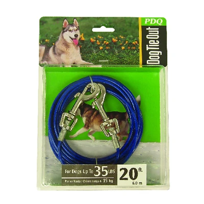 Boss Pet Q232000099 PDQ Vinyl Coated Cable Dog Tie-Out, Medium Dogs, 20 Ft