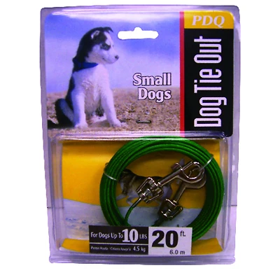 Boss Pet PDQ Q222000099 Vinyl Coated Cable Dog Tie-Out, 20 Ft, Small Dogs Up to 10 Lb
