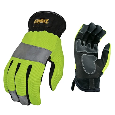 Hi-Visibility Work Glove, Synthetic Leather, Large