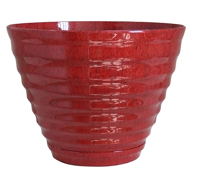 Beehive 16 In. Dia Red Resin Planter With Saucer - Hdr-064763