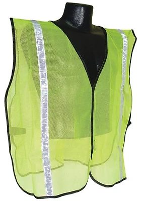 Hi Vis Lime Adjustable General Purpose Safety Vest, One Size Fits Most