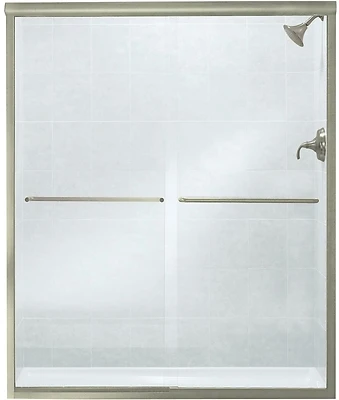 Finesse 59-5/8 In. W X 70-5/16 In. H Nickel Frameless Clear Sliding Shower Door