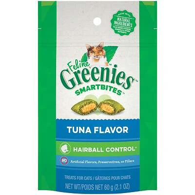 Greenies Feline Smartbites Cat Treats, Tuna, Hairball Control, 2.1 oz.