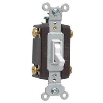 Pass & Seymour Standard 4-Way Toggle Switch, 15A, White