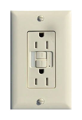 Pass & Seymour GFCI Receptacle/Night Light, 15A, Light Almond