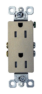 Legrand radiant Series 885TRNICC12 Duplex Receptacle, Thermoplastic, Nickel, 2-Pole, 15 A, 125 V, NEMA: 5-15R