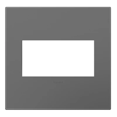 Pass & Seymour Wall Plate, Screwless, 2-Gang, Magnesium