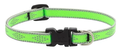 Adjustable Puppy & Small Dog Collar, Reflective Green Diamond Pattern, 1/2 x 8 - 12-In.