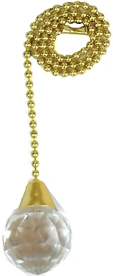 Jandorf 60320 Pull Chain, Brass with Acrylic Sphere, 12-In.