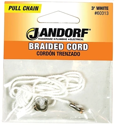Jandorf 60313 Braided Pull Chain, White, 3-Ft.
