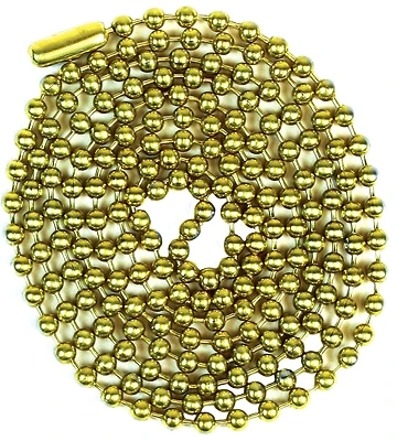 Jandorf 94993 Beaded Chain With Connector, #6, Solid Brass, 3 Ft.