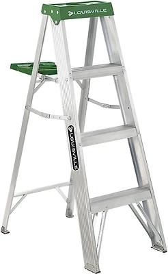 Louisville AS4004 Step Ladder, 4 Ft., Aluminum, Type II, 225 Lb.
