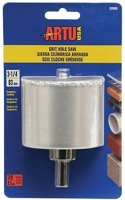 3-1/4 Inch Tungsten Carbide Grit Hole Saw With Arbor And Pilot Bit