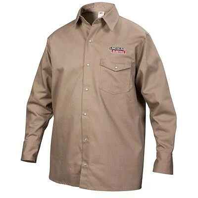 Welding Shirt, Fire Resistant, Khaki, XL
