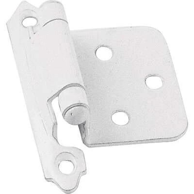 White Self-closing Overlay Hinge 2-pack With Wood Screws, 2-3/4 In. L X 2 In. W