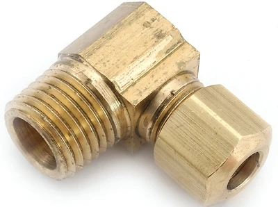 Pipe Fitting, Elbow, 90-Degree, Lead Free Brass, 1/2 Compression x 3/8 In. MPT