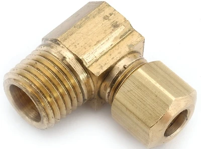 Pipe Fitting, Elbow, 90-Degree, Lead Free Brass, 1/4 Compression x 1/4 In. MPT