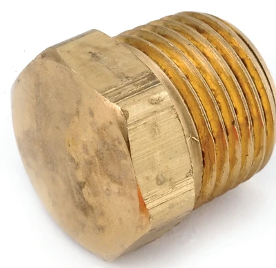 Brass Threaded Hex Head Pipe Plug, Lead Free, 1/8 In.