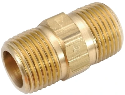 Anderson Metals 756122-04 Brass Hex Nipple, Lead Free, 1/4 In. MPT
