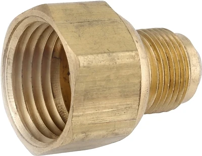 Brass Pipe Fitting, Flare Connector, 3/8 x 3/8 In. FPT, 9/16 x 24 In. Flare