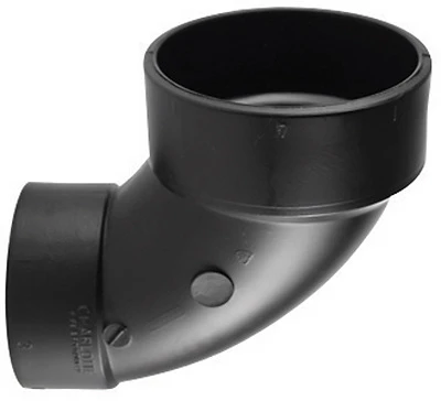 ABS/DWV Ell, 90-Degree, Hub x Hub, 4 x 3 In.