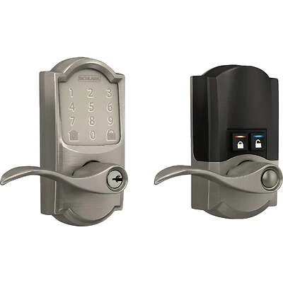 Schlage FE789WBVCAM619ACC Encode Smart Wi-Fi Entry Door Lock, Camelot Lever, Satin Nickel