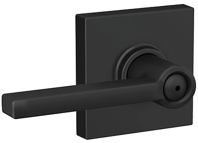 Schlage Latitude Lever With Collins Trim Matte Black Bed & Bath Lock F40lat622col