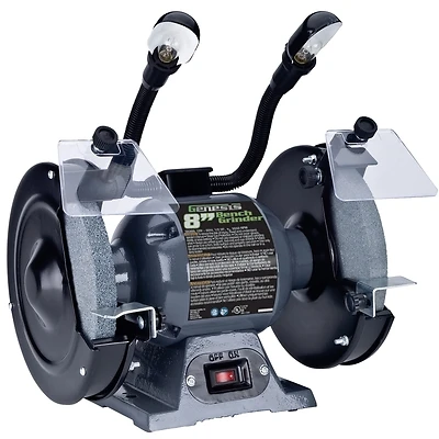 8 Inch 3/4 Hp Bench Grinder With Flexible Lights And Adjustable Tool Rests