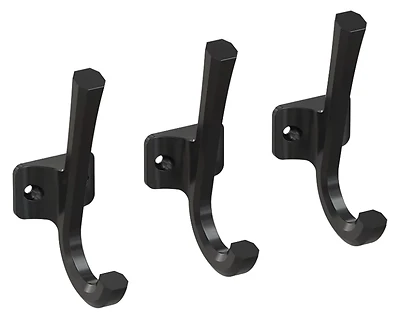 Entryway Powell Hooks, Matte Black, 3-Pk.