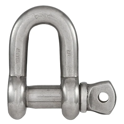 D Shackle, Stainless Steel, 1/2 In.