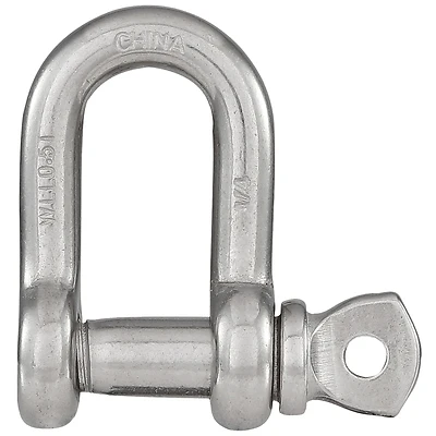 D Shackle, Stainless Steel, 1/4 In.