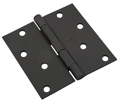 Steel Hinge, Square Corners, Black, 4 In.