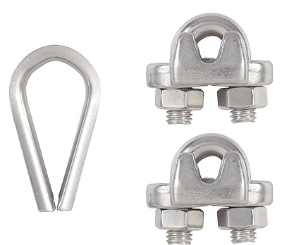 Cable Clamp Kit, Stainless Steel, 1/4 In.