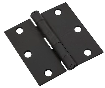 Steel Hinge, Heavy Gauge, Black, Square Corner, 3 In.