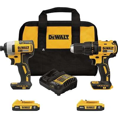 20-Volt MAX Cordless Compact Drill & Impact Driver Combo Kit, Brushless Motor, (2) Batteries, Charger