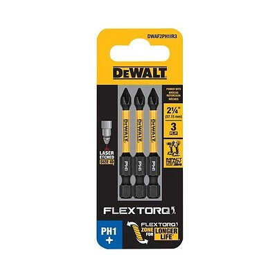 #1 Phillips Impact Screwdriver Bit Set, 2.25 In., 3 Pk, Dwaf2ph1ir3