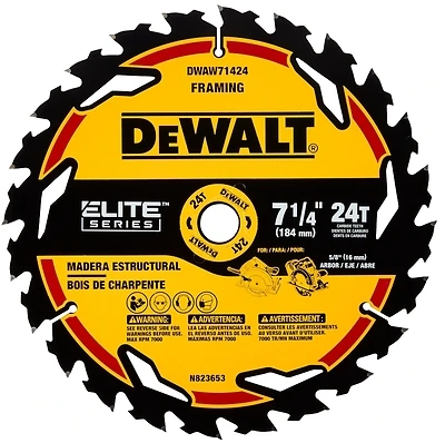 DeWalt DWAW71424 Elite Series Circular Saw Blade, 24-Tooth, 7-1/4 In.