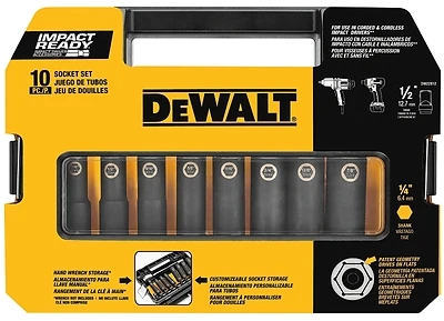 10-Pc. Impact Ready Socket Set, 1/2 In. Drive