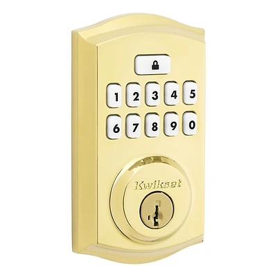 Kwikset 9260 TRL L03 SMT CP SmartCode Electronic Deadbolt Lock, Polished Brass