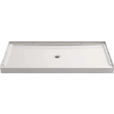 60 In. W X 34 In. D Center Drain Shower Pan, White