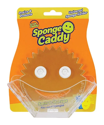 Scrub Daddy SPCDDY12CT Sponge Caddy, Clear/Yellow, Universal Holder, 6.5 In.