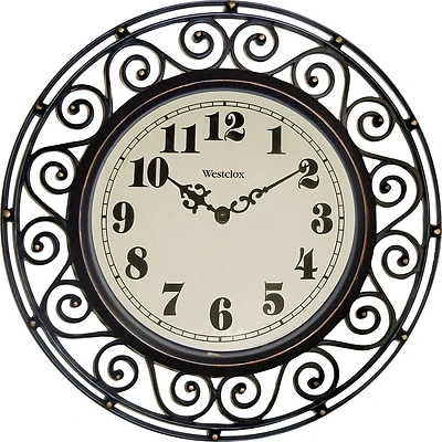 Westclox 12 Inch Round Wall Clock, Analog, Wrought Iron Design