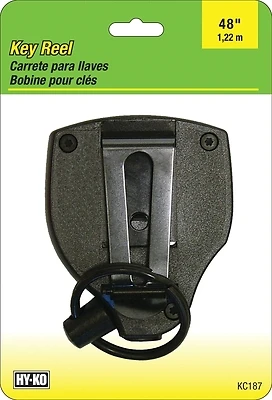 Hy-Ko KC187 Retractable Key Reel Clip, Black, 48-In. Cable