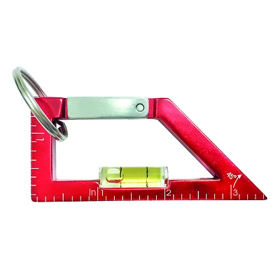 Hy-Ko KC524 2GO Aluminum Key Carabiner With Level and Ruler, 1-1/8 In.