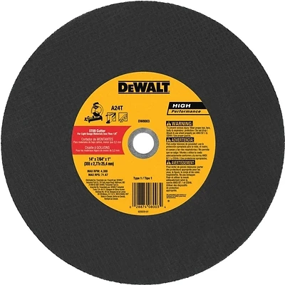 Cutting Wheel, Stud, 1 x 7/64 x 14 In.