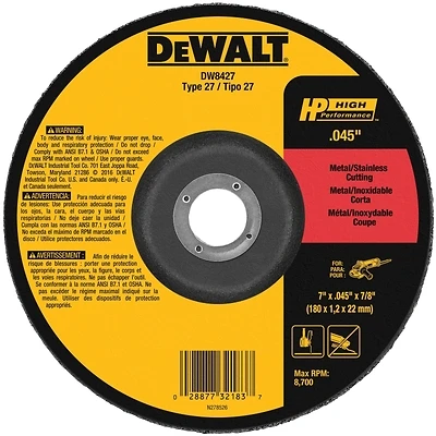 Metal Cutting Wheel, .045 x 7/8 x 7 In.